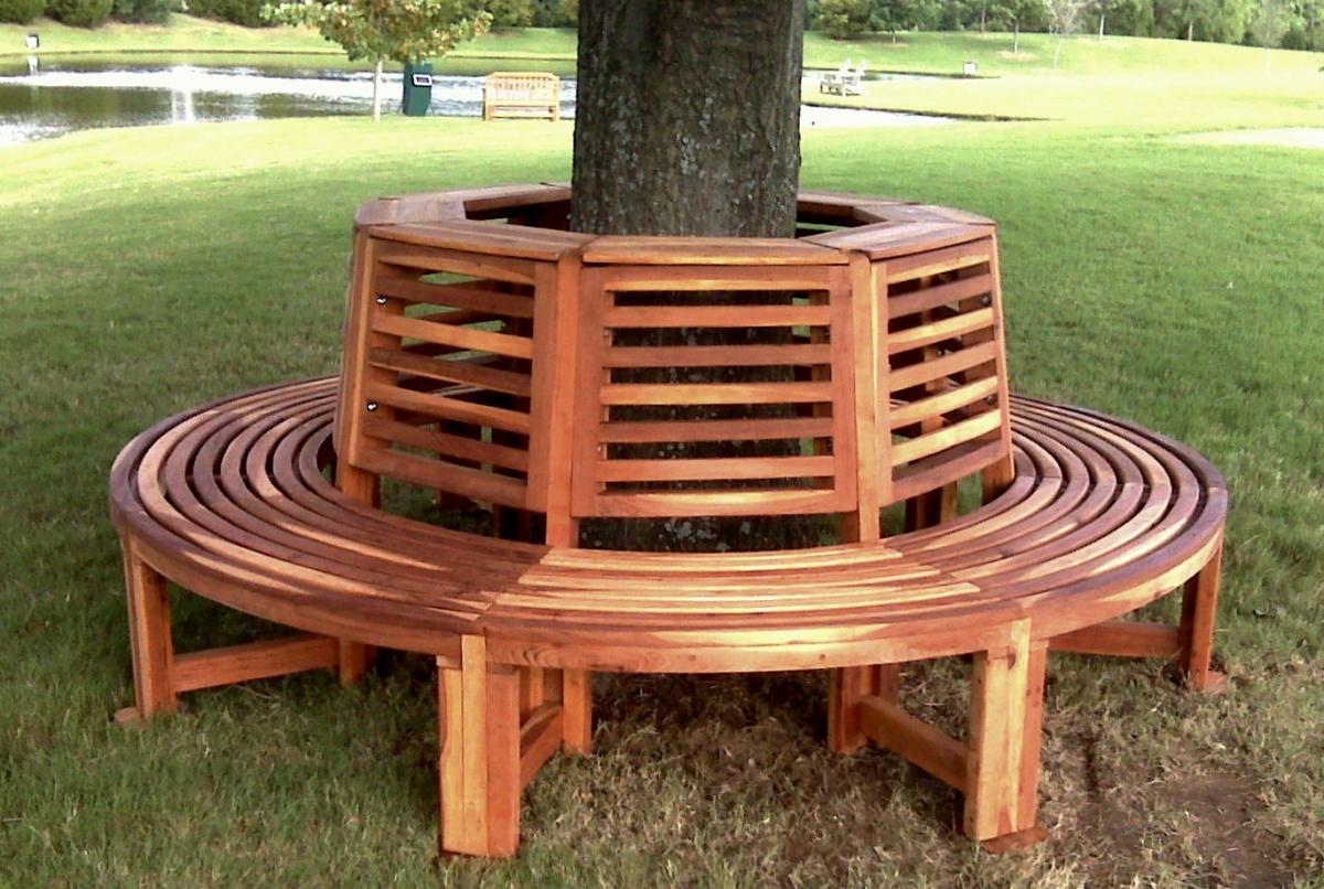 Outdoor Wood Tree Bench Forever Redwood