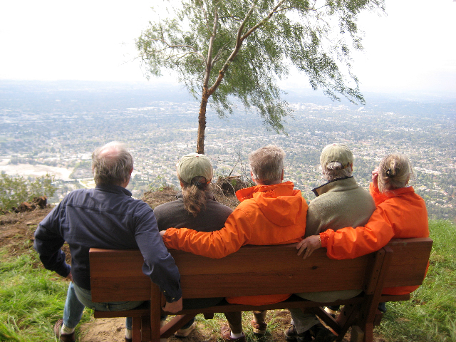 Fullback Wood Picnic Bench (Options: 6 ft, Old-Growth Redwood, No Cushion, No Engraving, Transparent Premium Sealant).  Photo courtesy of Mr. Randy Kennon of Santa Monica, CA.