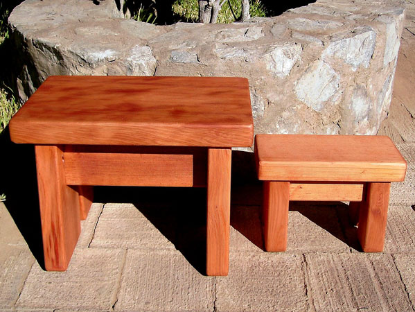 Redwood Foot Stool, Stable Stool with Flared-Leg Design