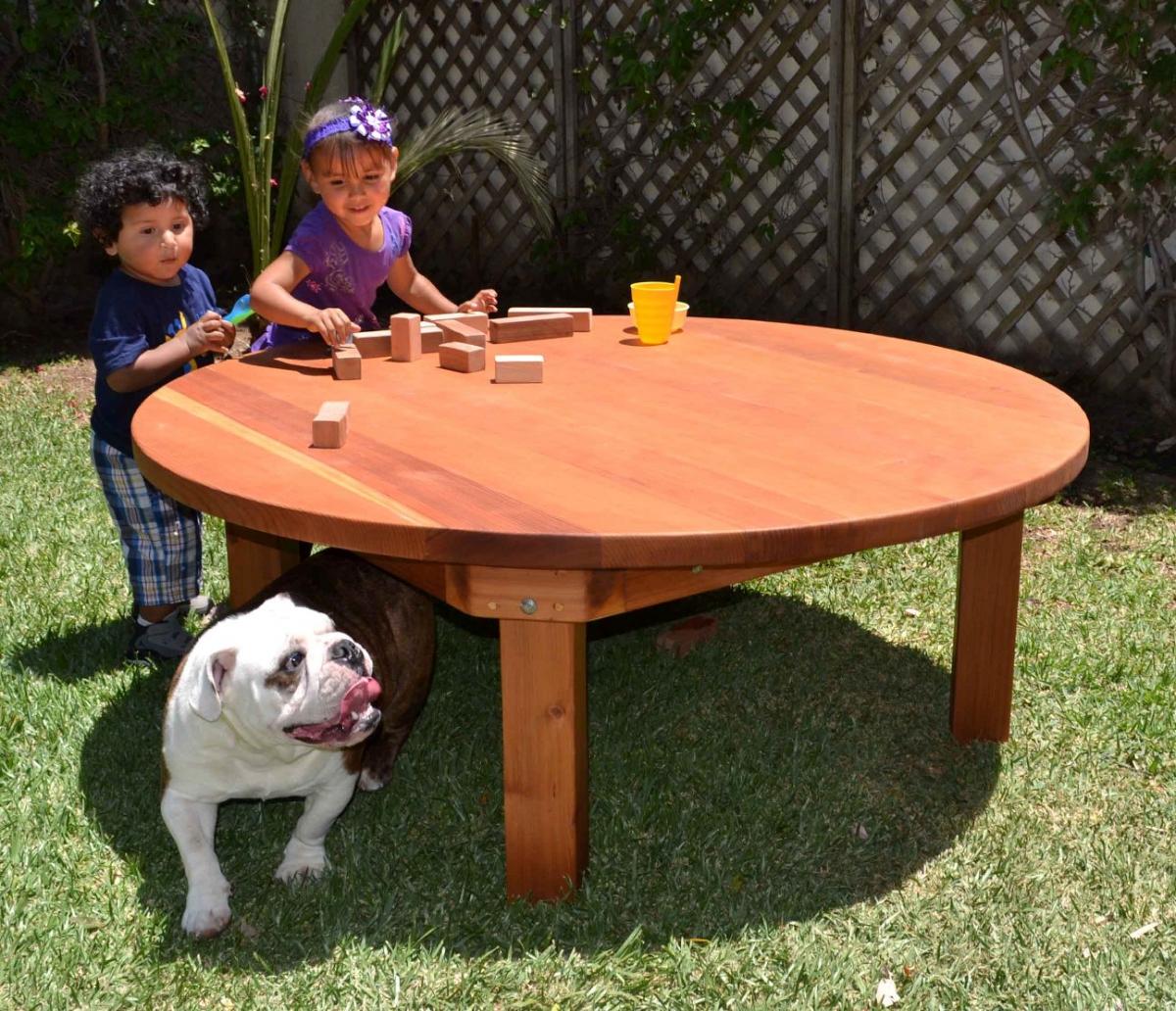 Kids Outdoor Wood Table Durable, Round Kid Table