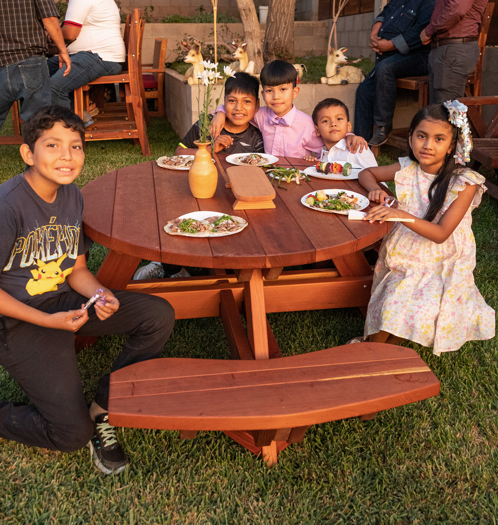 Kids Work Bench Kids' Wooden Picnic Table Outdoor/Indoor Redwood