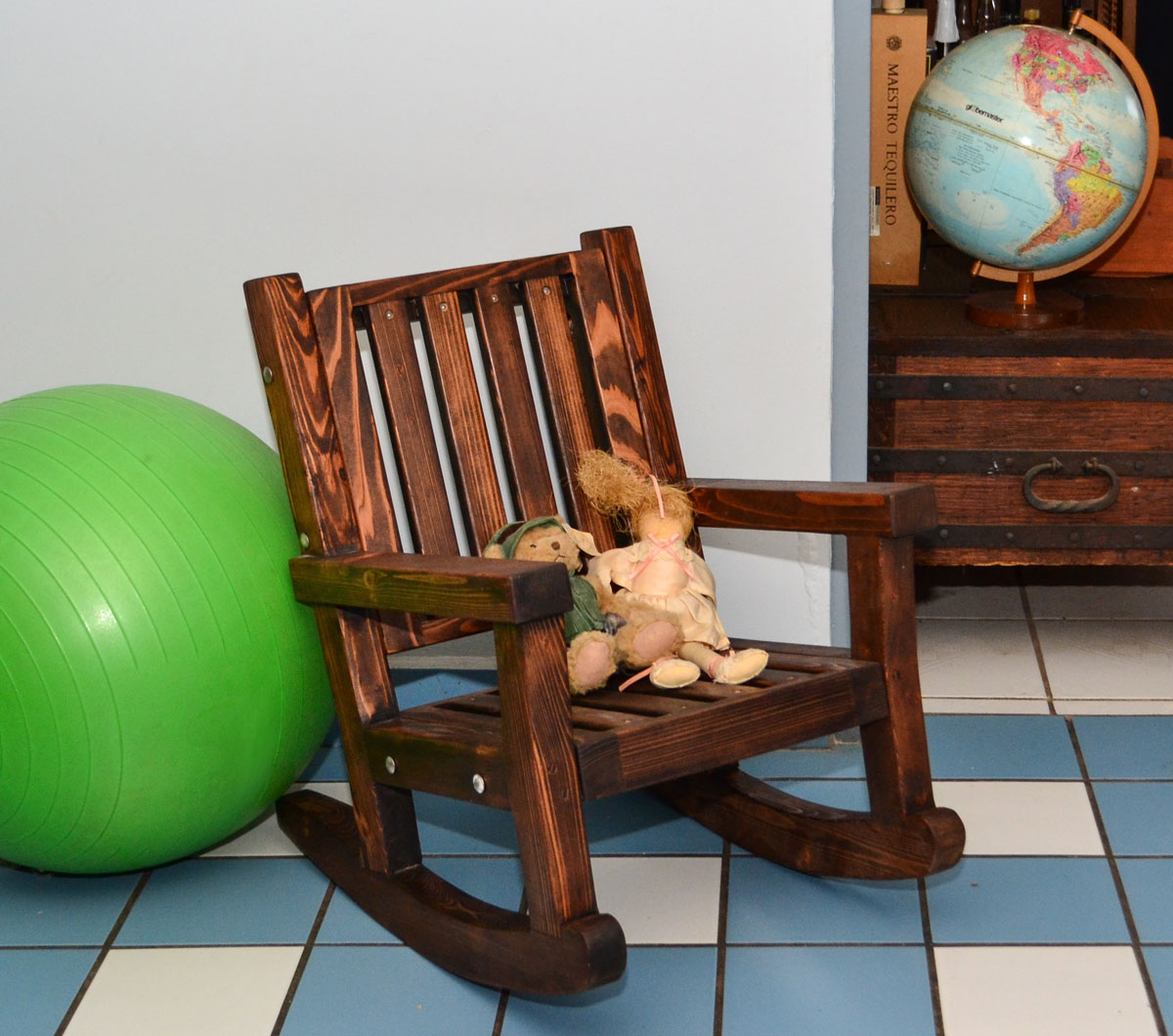 Kids Wooden Rocking Chair, Sturdy Redwood Kids Chair