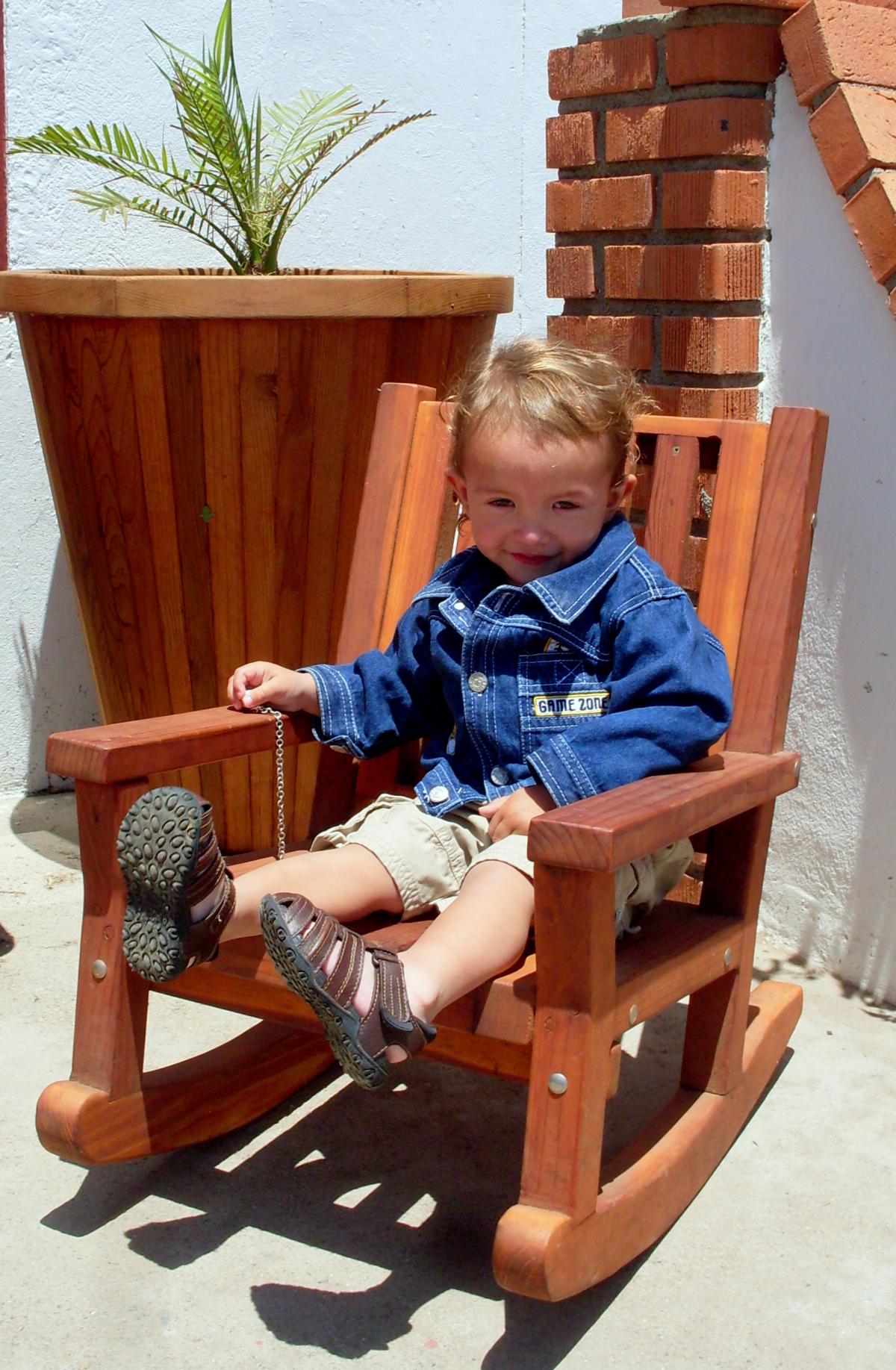 Kids Wooden Rocking Chair, Sturdy Redwood Kids Chair