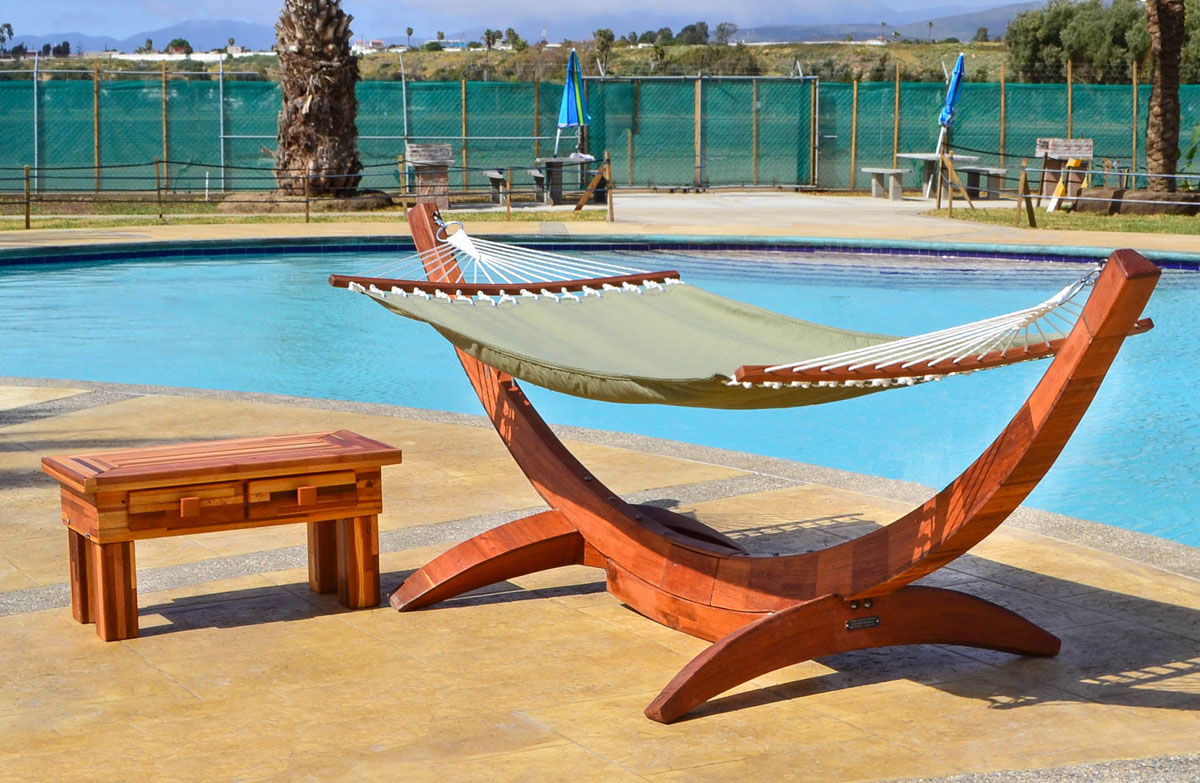 Redwood Hammock Stand, Custom Wood Outdoor Hammock
