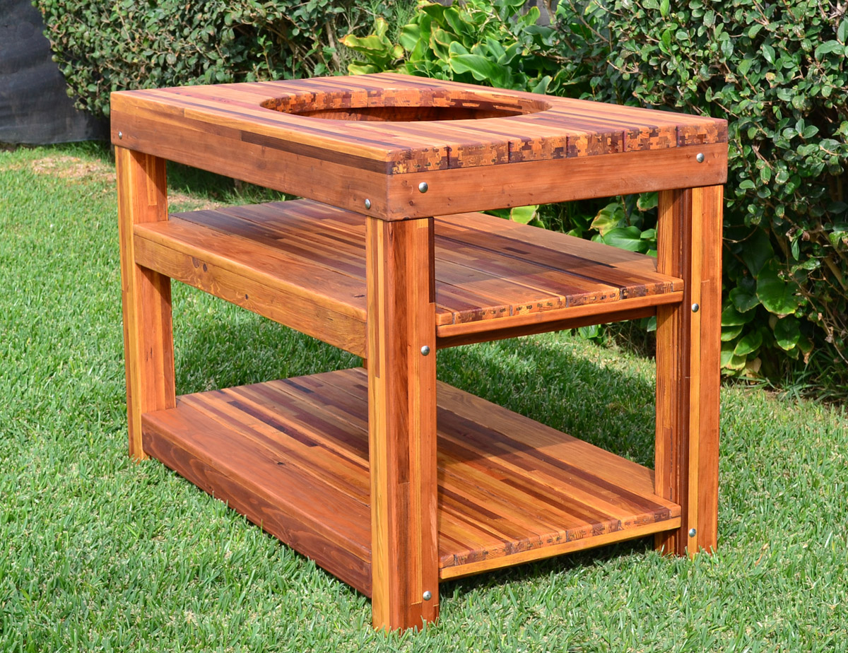 Outdoor Wood Table With Builtin Grill Storage Forever Redwood