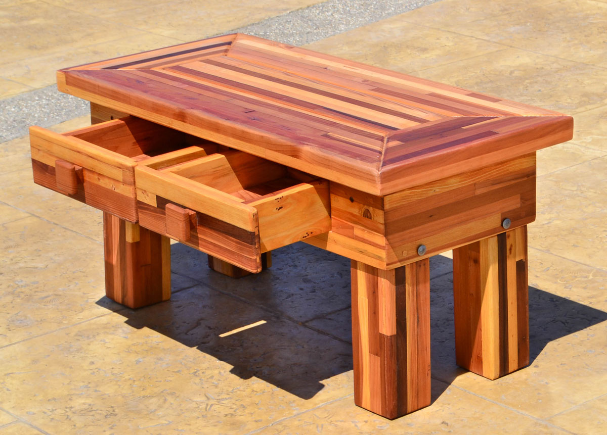 Oversized Coffee Table Extra Large Solid Redwood Table