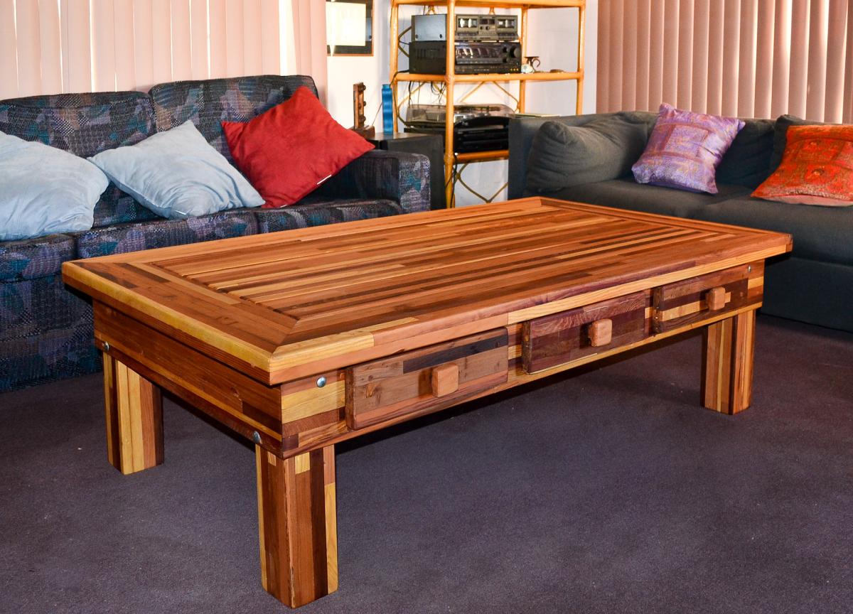 Oversized Coffee Table Extra Large Solid Redwood Table