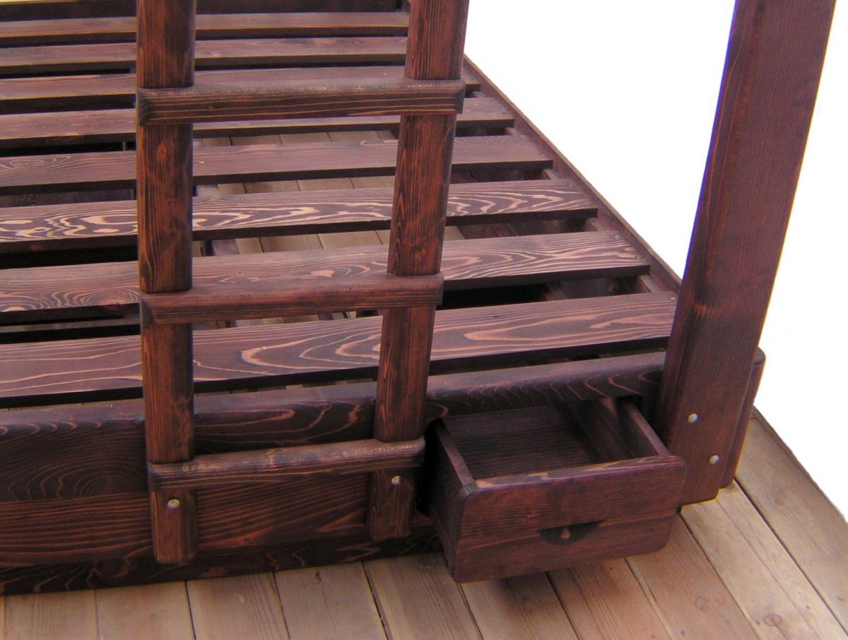 Yes, we can customize: Photo shows a side drawer added for extra storage by customer request. If you have a custom detail or two you'd like with your bed, just let us know. (Redwood with Coffee Stain finish).