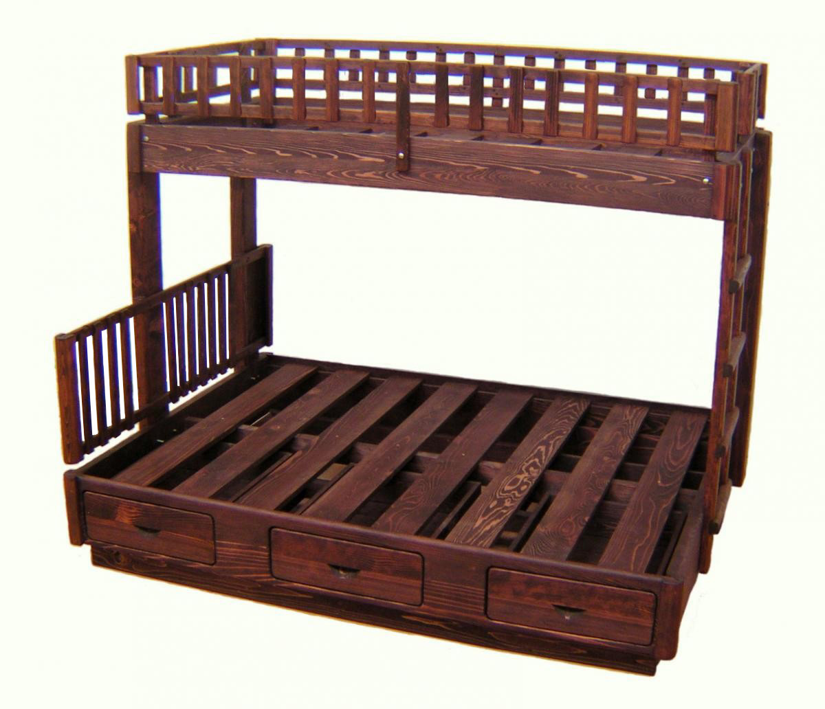 Wooden Bunk Beds Forever Redwood, Bunk Bed With Side Ladder