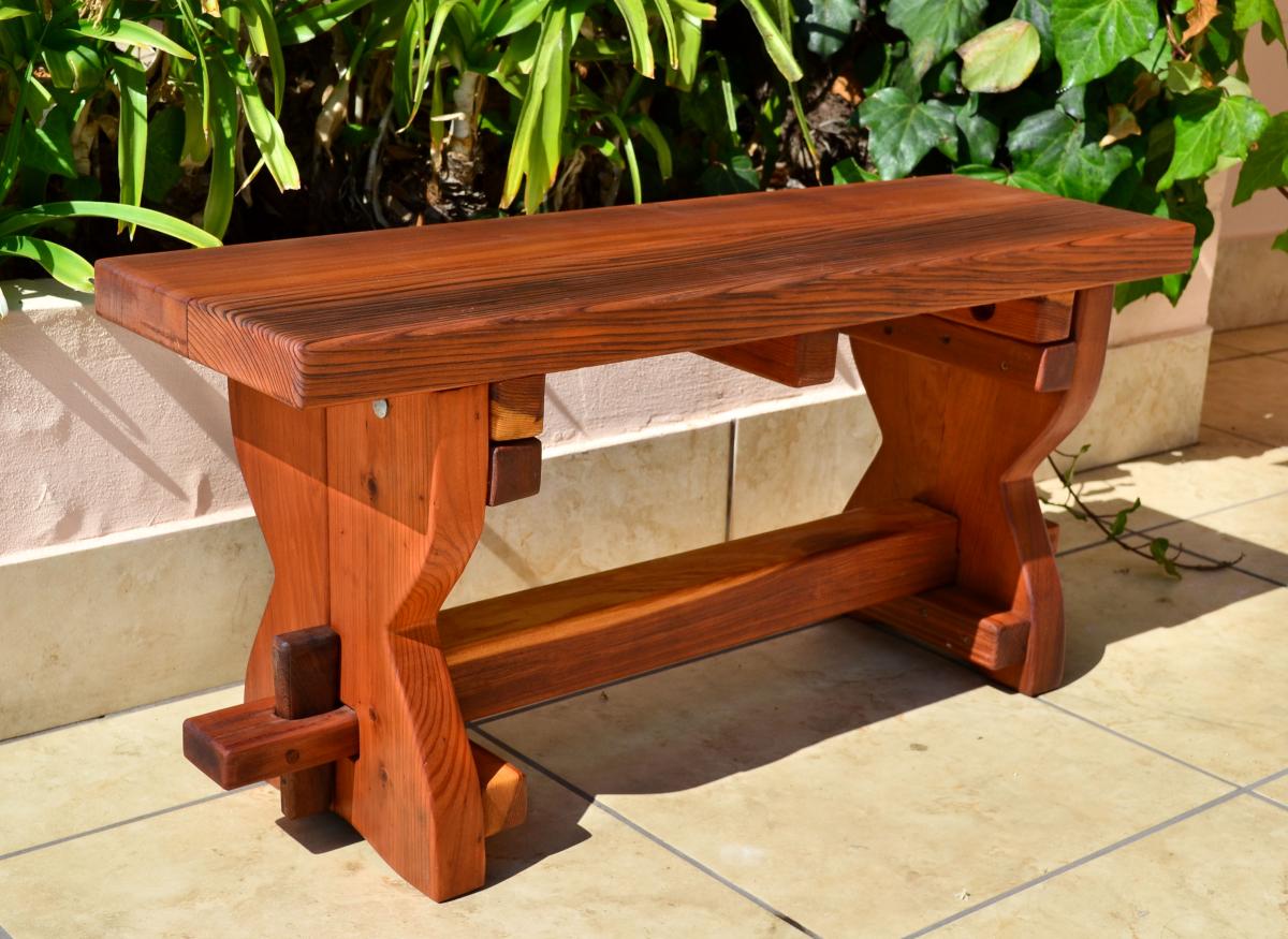 Wooden trestle bench store