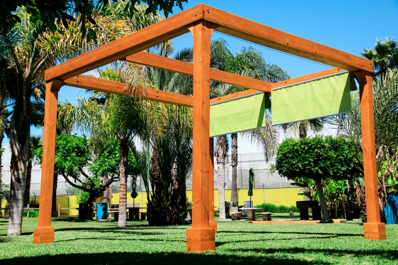 Retractable Shade Canopy Pergola Kit, Custom Made from Redwood
