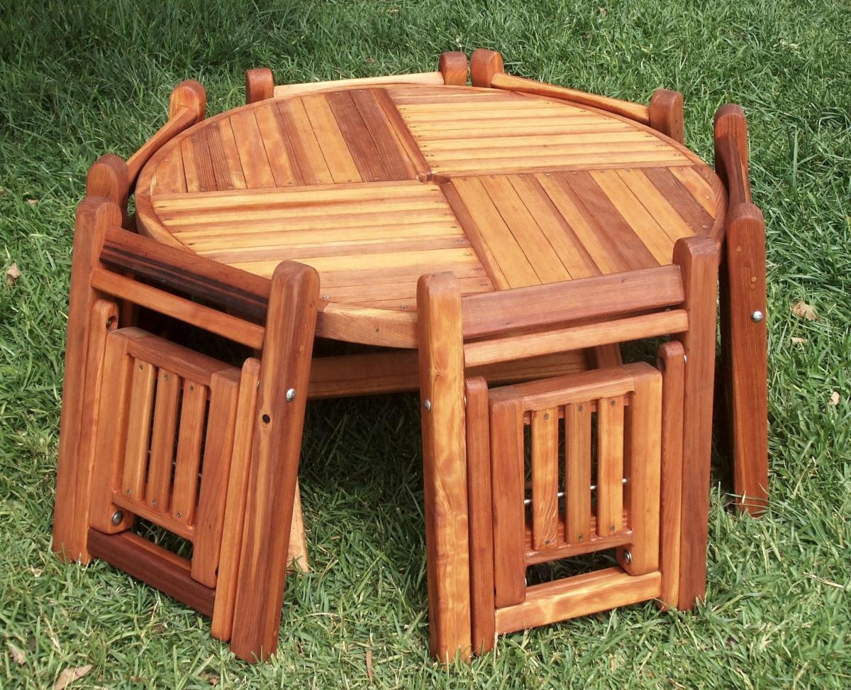 Round Folding Wood Tables for Kids Forever Redwood