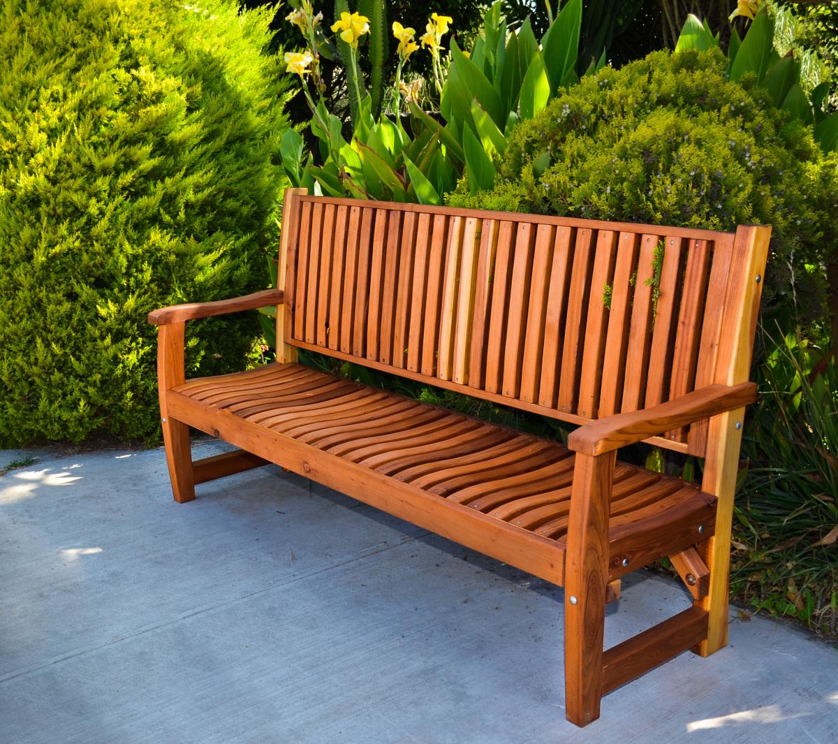 wooden bench with table in middle plans