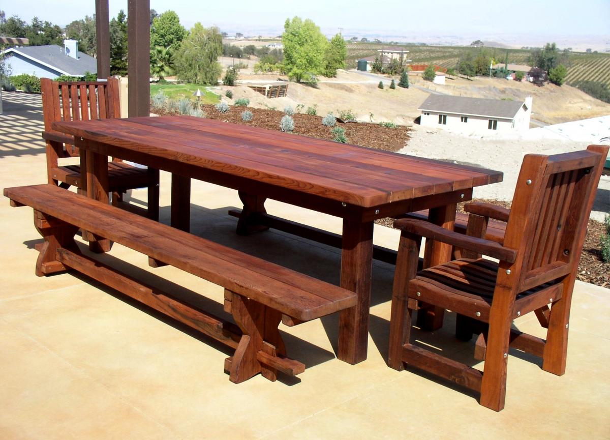 Redwood Patio Table Custom Made Redwood Dining Tables