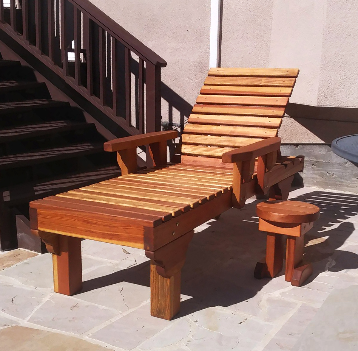 Redwood Patio Lounger with Straight Lines & Stylish Leg Design