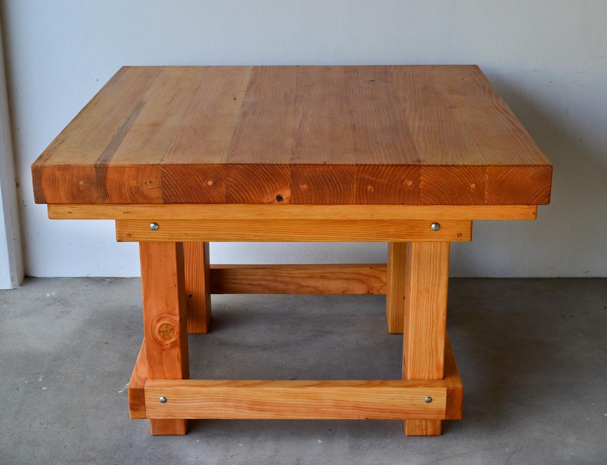 Heavy Duty Wood Workshop Table - Solid Redwood Table