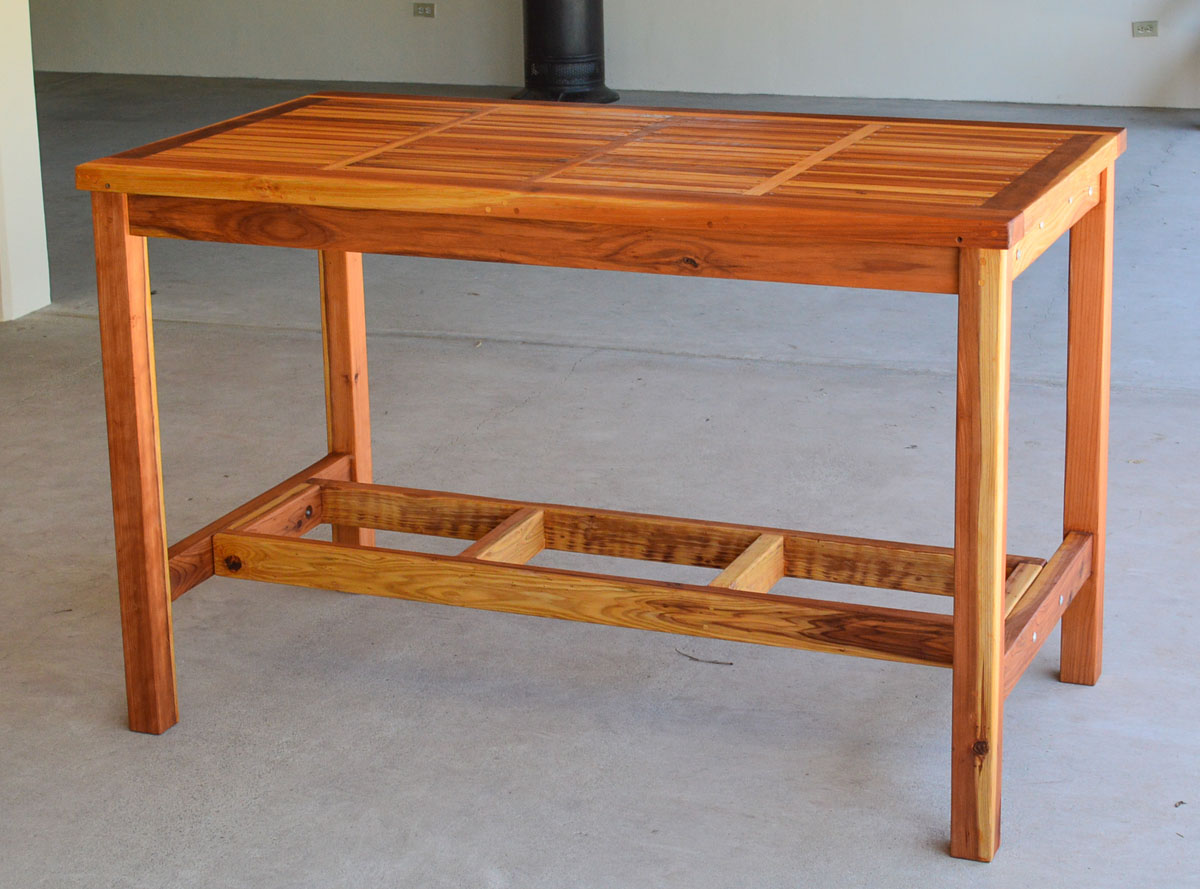 Terrace Wood Cocktail Table, Custom Redwood Tables for Sale