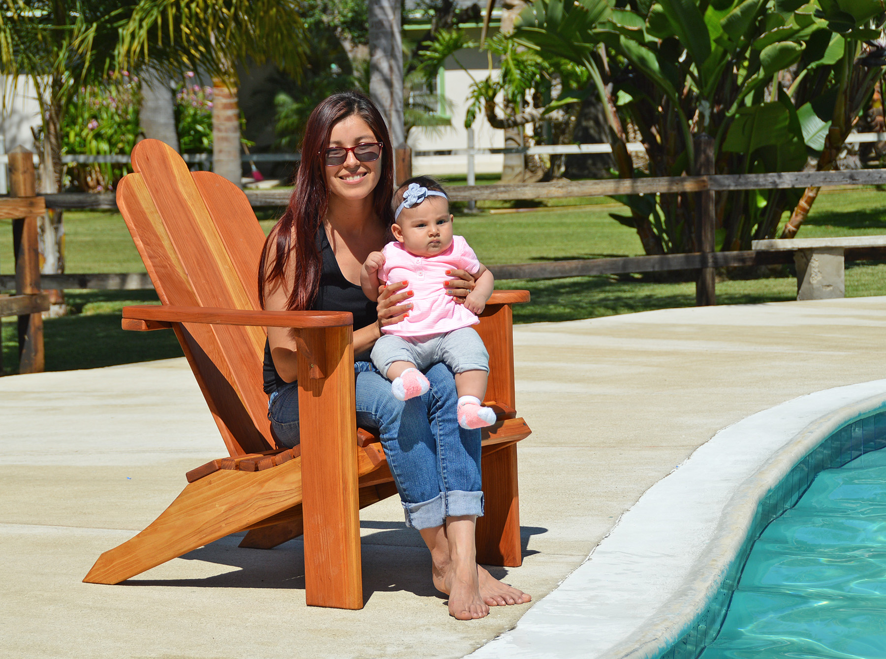 Classic Adirondack Chairs (Options: California Redwood, No Cushion, No Ottoman, Transparent Premium Sealant).