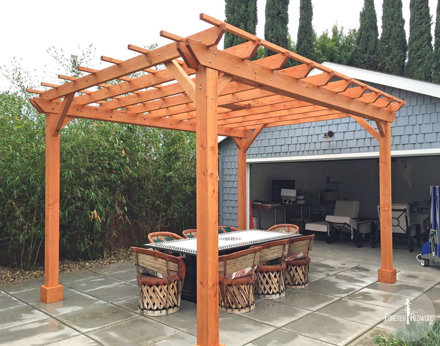 The Traditional Wooden Garden Pergola, Custom Made from Redwood