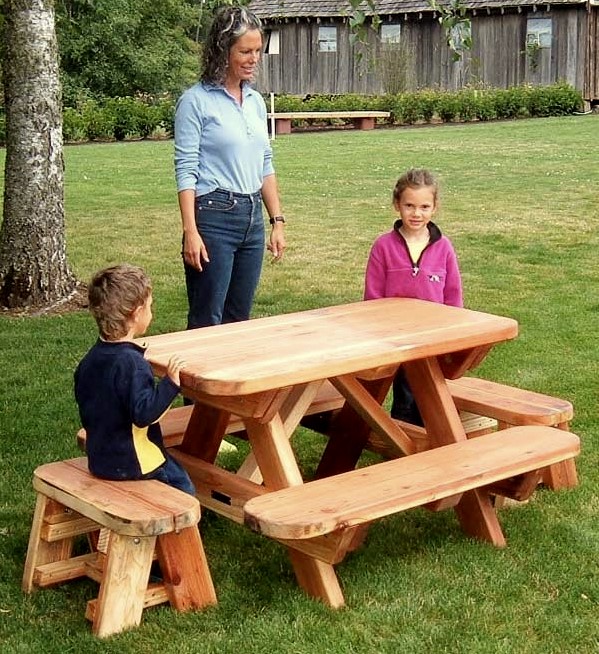 Toddler Wooden Picnic Table With, Standard Park Picnic Table Size