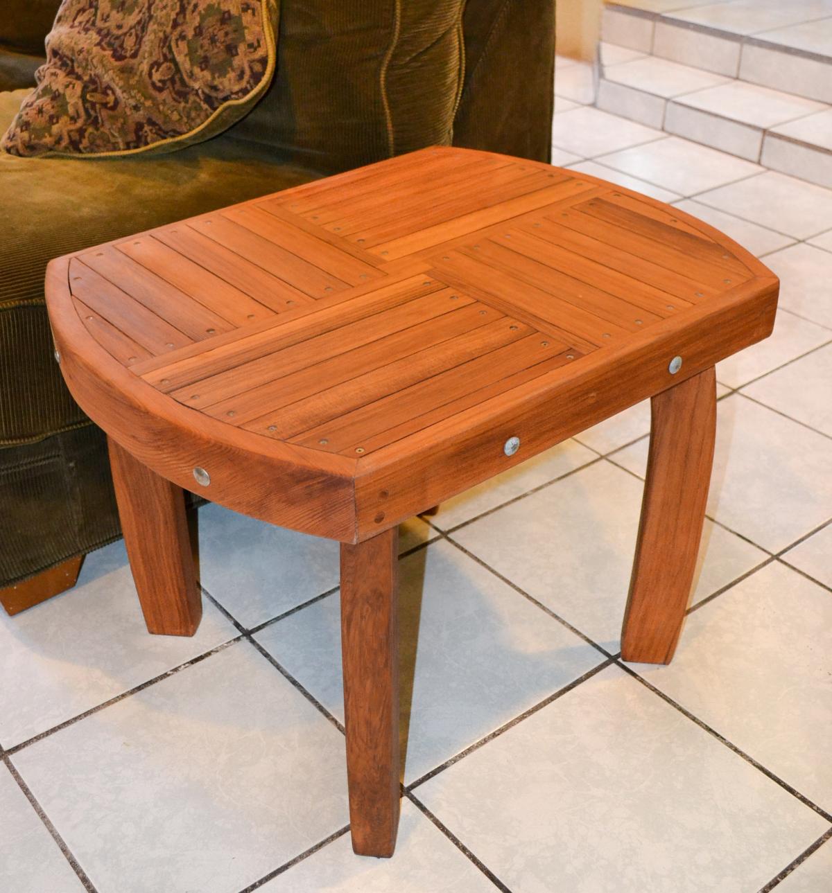 Custom Wood Side Table, Natural Redwood Side Tables