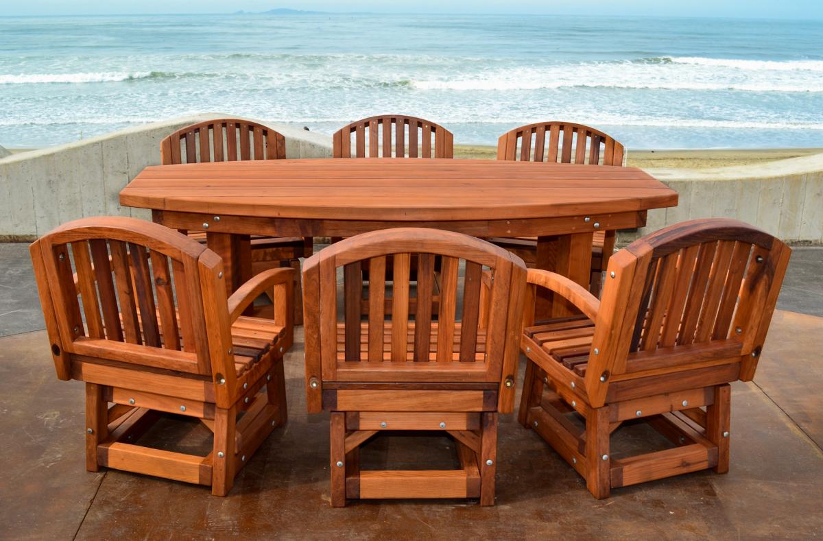 6 Seater Outdoor Wood Cocktail Table Forever Redwood