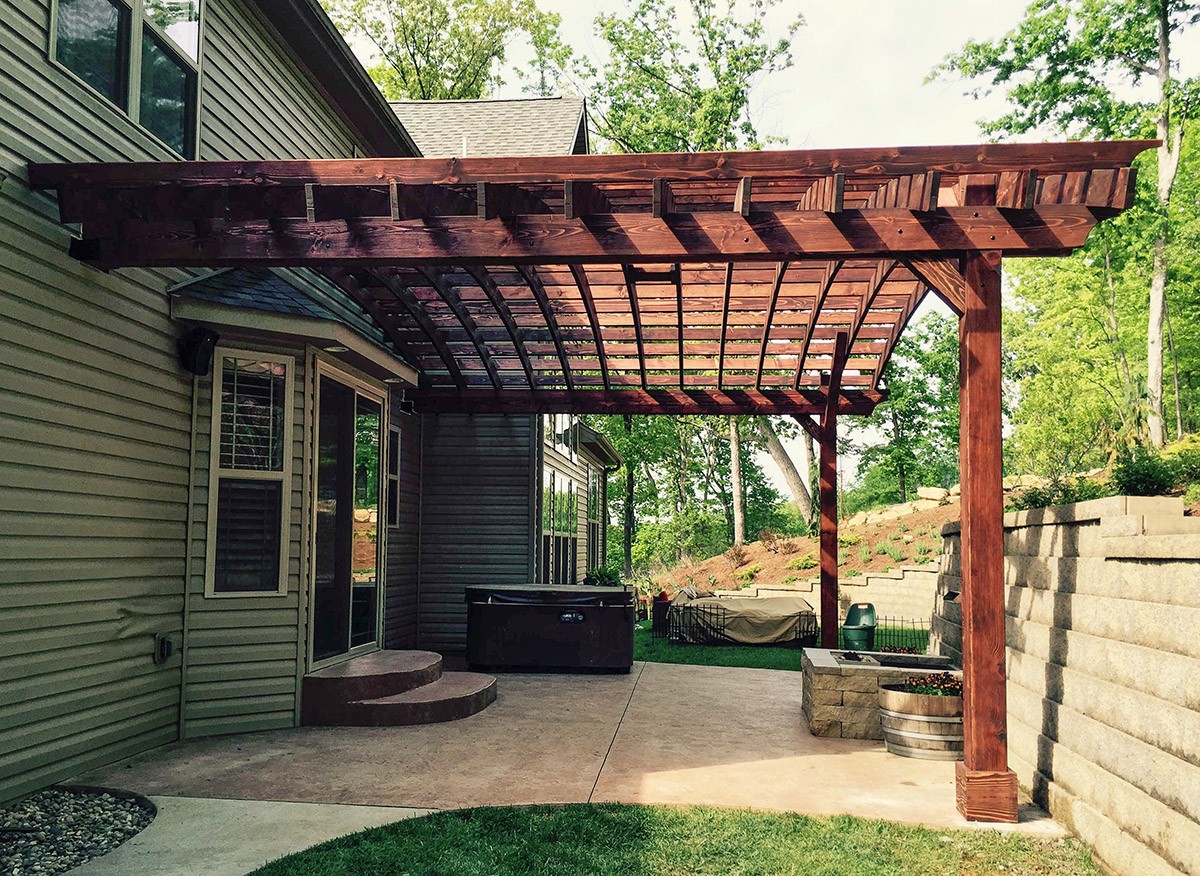 attached arched pergola