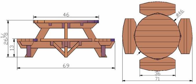 Kid Size Round Wood Picnic Table Kit Forever Redwood