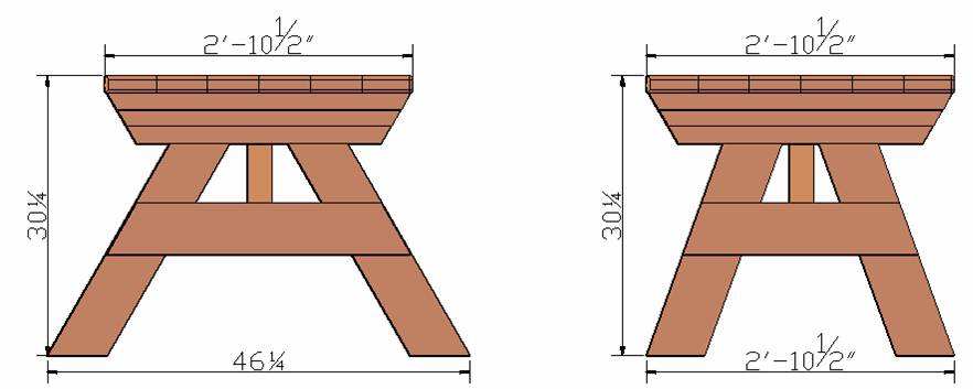 What are the dimensions of a standard picnic table?