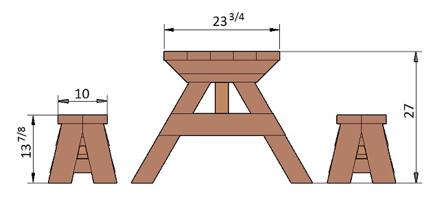 Kid Size Wood Picnic Table with Detached Benches | Forever ...