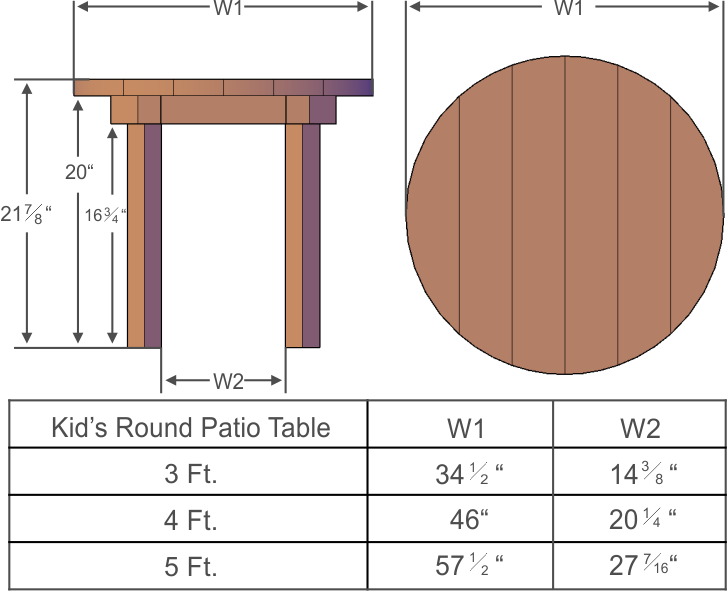 Kids Outdoor Wood Table, Durable Redwood Tables, All Sizes