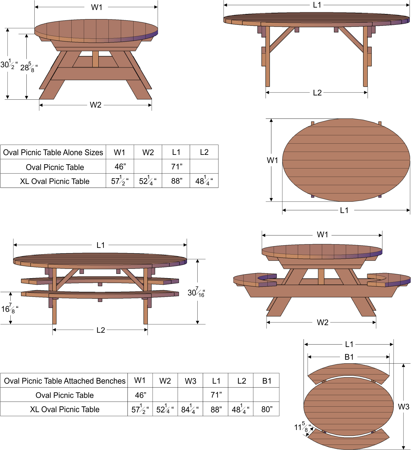 What are the dimensions of a standard picnic table?