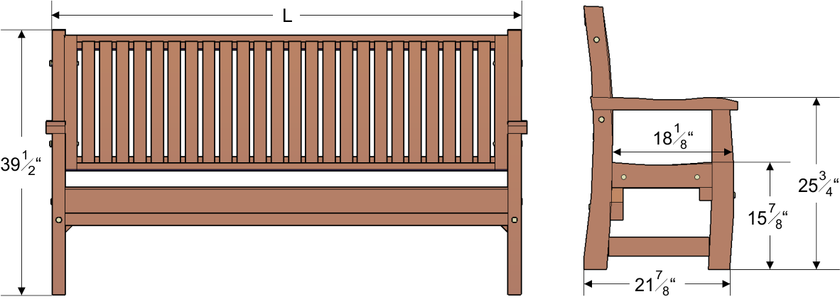 Wood Bench with Wave Design Seat Slats | Forever Redwood
