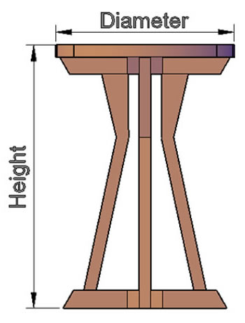 table cocktail round dimensions