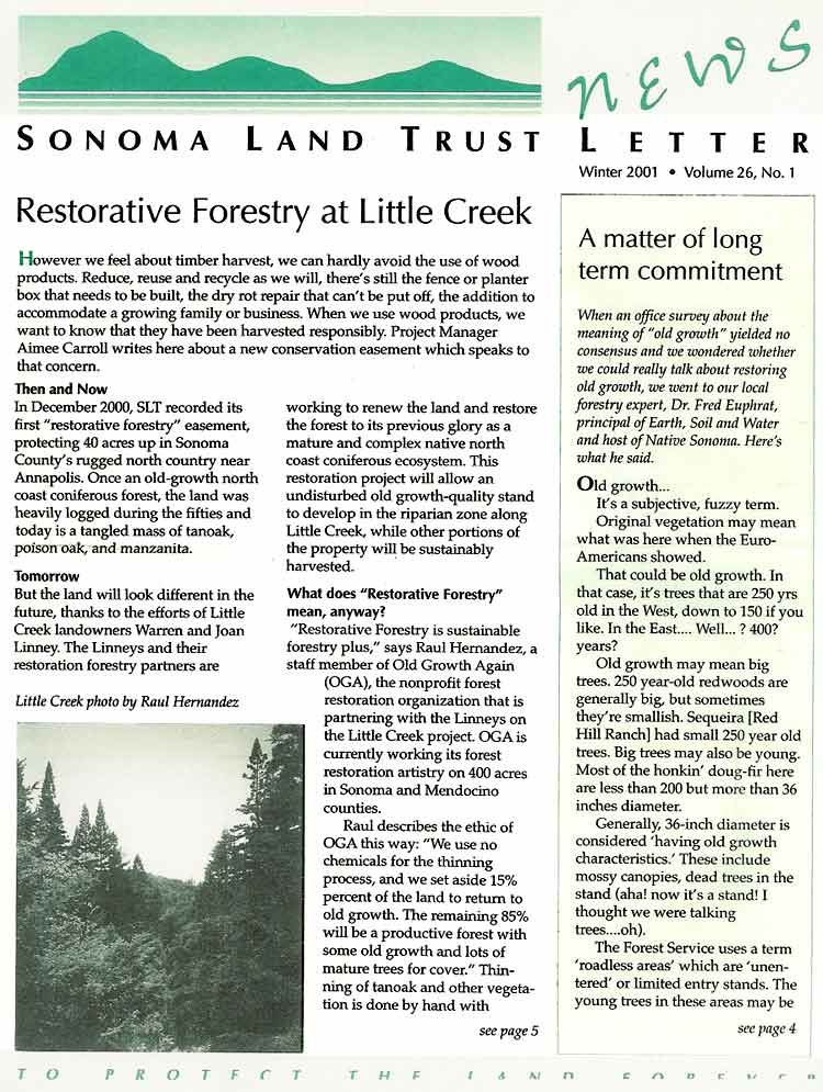 Sonoma Land Trust Newsletter, Winter, 2001: p1